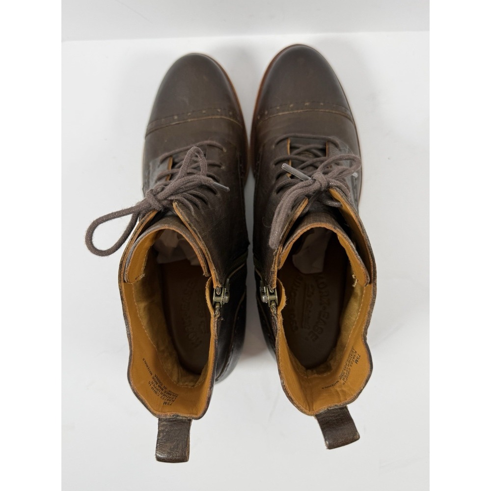 Kork-Ease Brown Leather Lace Up Ankle Boot Cap Toe Equestrian Zip Bootie 7.5 - Picture 9 of 15